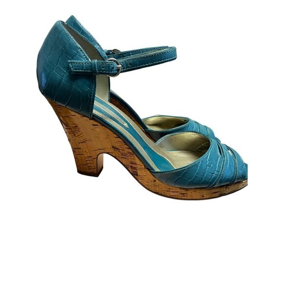 Bandolino Open Toe Wedge Platform Sandal Size 9M Turquoise - Picture 4 of 9